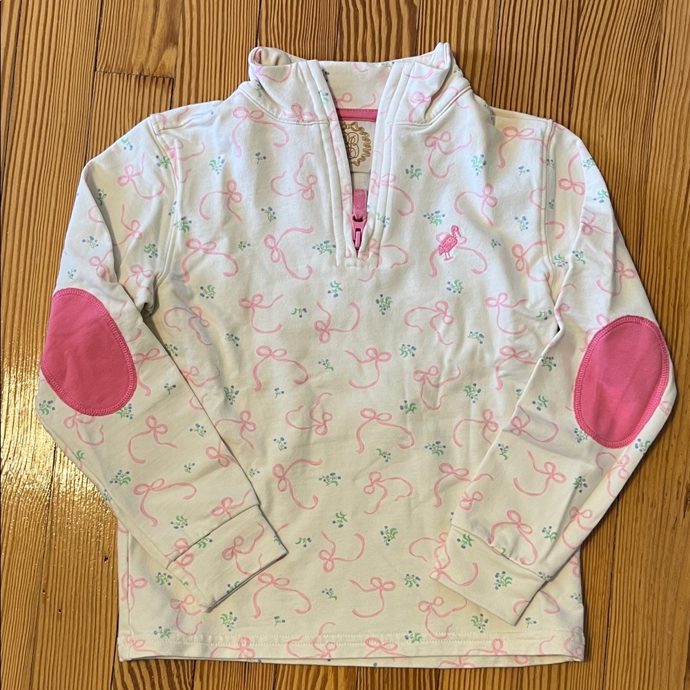 TBBC Pink and White Quarter-Zip Pullover